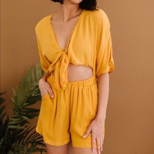 Marigold Sunshine Tie-Front Romper